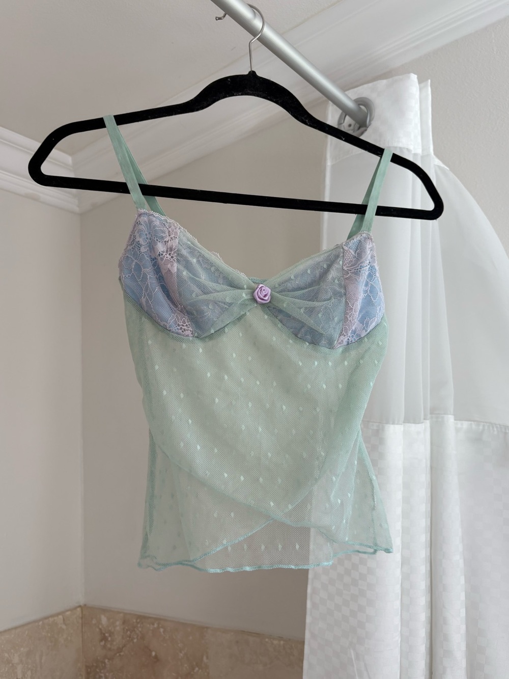 Pastel Mint & Lavender Lace Camisole